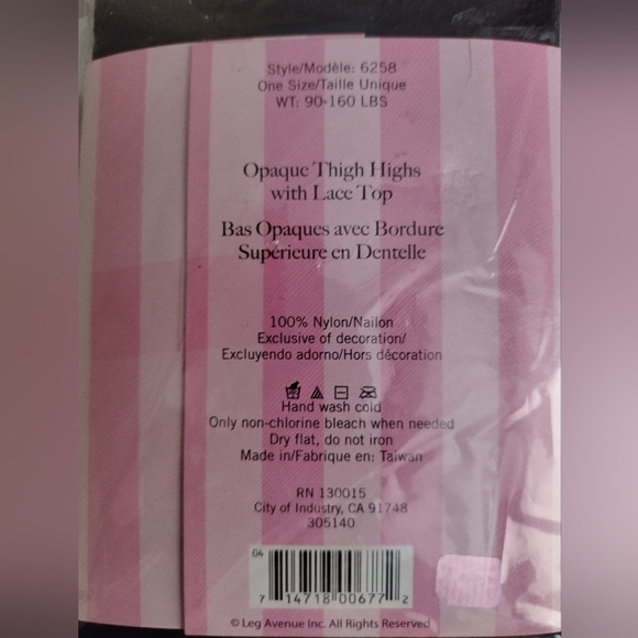Leg Avenue Opaque Thingh Highs with Lace Top, black. - Picture 3 of 3
